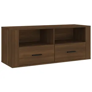 Berkfield TV Cabinet Brown Oak 100x35x40 cm Engineered Wood