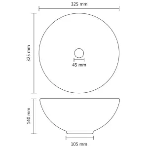 Berkfield Luxury Bathroom Basin Round Matt Cream 32.5x14 cm Ceramic