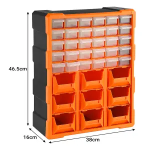 39 Drawers Plastic Storage Cabinet Organizer Black & Orange