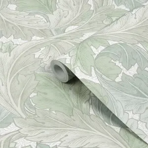 William Morris Misted Sage Acanthus Smooth Wallpaper