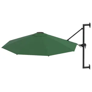 Berkfield Wall-Mounted Parasol with Metal Pole 300 cm Green