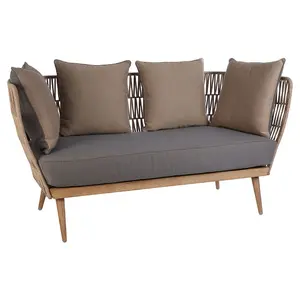 Interiors by Premier 2 Seat Rope Sofa,  Sustainable Rope Garden Sofa, Easy to Clean Grey Outdoor Sofa, Back & Armrest Rope Sofa