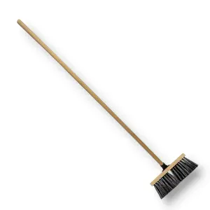 Broom Black Long PVC Bristle 13" Complete With 55" (140cm) Hardwood Handle