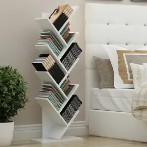 Standing White Wooden Tree Bookshelf Storage Rack for home 1320mm(H)