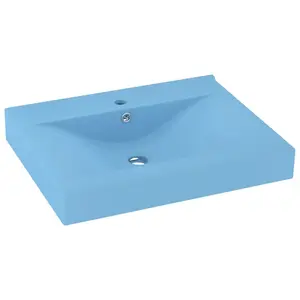 Belfry Bathroom Grenkie 600mm L x 460mm W Ceramic Rectangular Sink with Overflow Light Blue