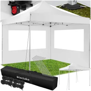 Gazebo Olivia - 3 x 3 m, with aluminium frame, 2 side panels, waterproof - white