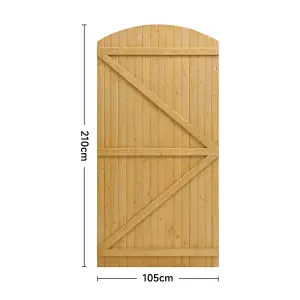 Semi Braced Arch Top Strong Wooden Garden Gate with Latch H 210 cm x W 105 cm