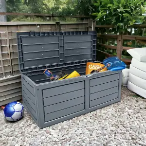 320L Litre Dark Grey Plastic Waterproof Outdoor Garden Storage Box