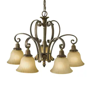 5 Bulb Chandelier Ceiling Light Firenze Gold British Bronze LED E14 60W