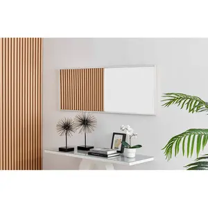 Alcantera Rectangle Metal Frame Wall Mirror Simple and Elegant Modern Design White Gloss / 140cm H x 50cm W