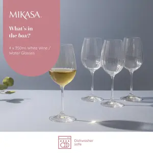 Mikasa Treviso Crystal White Wine Glasses, Set of 4, 350ml