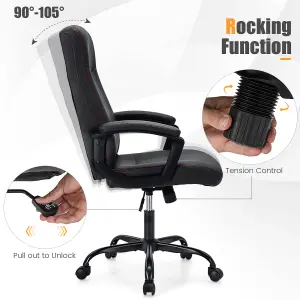 Costway Upholstered Executive Office Chair Ergonomic Computer Desk Chair Swivel Task Chair