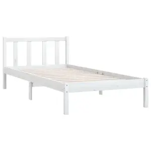 Berkfield Bed Frame White Solid Wood Pine 90x190 cm Single