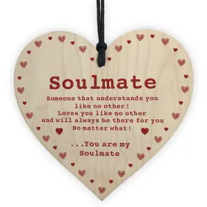 Soulmate Gift Wooden Heart Valentines Anniversary Gift For Him Her Women Men