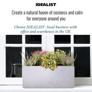 IDEALIST™ 40cm Window Box Garden Planter, Grey Marble Effect Windowsill Planter, Outdoor Plant Pot L40 W17 H17 cm, 12L