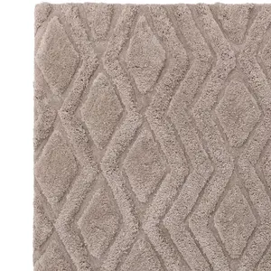 Dark Beige Modern Shaggy Easy to Clean Geometric Dining Room Bedroom And Living Room Rug-120cm X 170cm