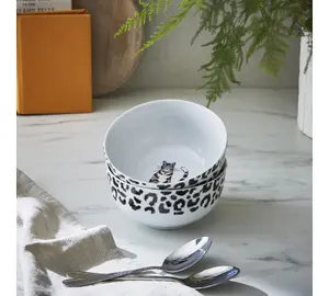 Feline Friends Animal Print Porcelain Bowl