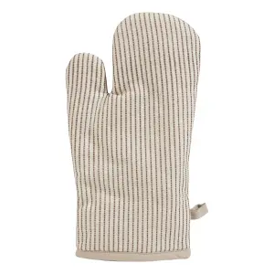 Traditional Style Mocha Cotton Ticking Stripe Single Oven Glove