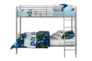 Bunk Bed Convertible Metal Silvergrey, Single