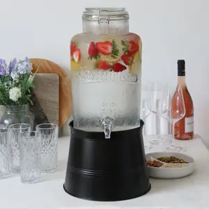 Rink Drink Glass Drinks Dispenser with Tap & Black Bucket Stand - 8.7L