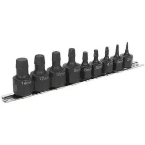 9 Piece Heavy-Duty Stud Extractor Set with Tapered Spiral Design