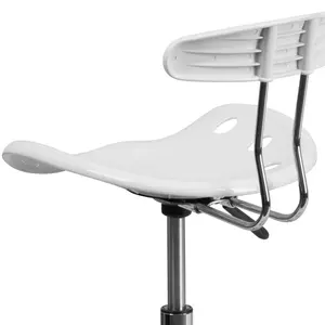 Vibrant Chrome Drafting Stool with Tractor Seat White