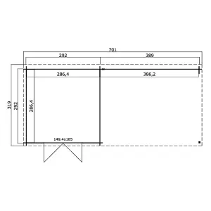 Lasita Osland St Louis with Veranda - 2.92m x 6.81m - Pent Roof Log Cabin Summer House