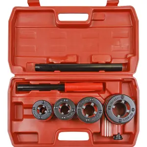 Professional Ratcheting Pipe Threading Kit for BSPT Sizes 1/2" to 1-1/4" with Die Heads