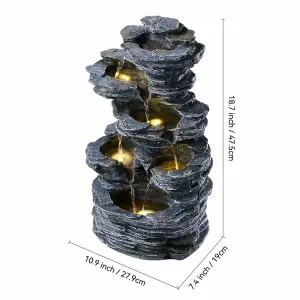 Solar-Powered Water Fountain Outdoor Garden Decor 47.5cm H