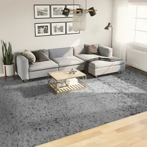 Shaggy Rug PAMPLONA High Pile Modern Grey 300x400 cm