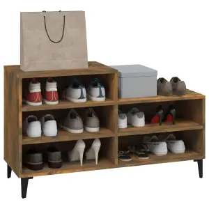 Berkfield Shoe Cabinet Smoked Oak 102x36x60 cm Engineered Wood