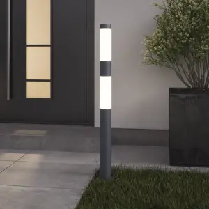 GoodHome Callisto Contemporary Dark grey Mains-powered 1 lamp Integrated LED Outdoor Post light (H)1000mm