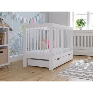 Adwolf Cot Bed with Drawer and Mattress White