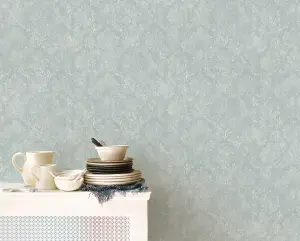 Galerie Stripes And Damask 2 Blue Canvas Damask Smooth Wallpaper