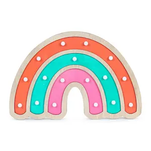 ValueLights Kids Battery Powered Wooden Rainbow Wall or Table Lamp