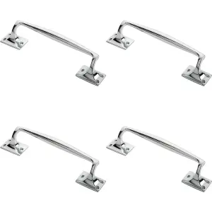 4x One Piece Door Pull Handle 250mm Length 54mm Projection Polished Chrome