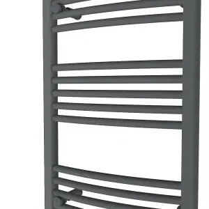 Rinse Curved Bathroom Heated Towel Rail Warmer Radiator Central Heating Anthracite - 800x500mm