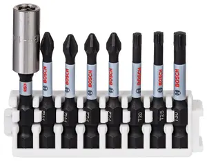 Bosch Professional Impact Power Bit Insert Pack 50mm, PH2, PH2, PZ2, PZ2, T20, T25, T30, Bitholder Standard Pick & Clic