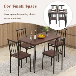 Costway 5-Piece Dining Table Set Kitchen Table 4 Chairs Set with Metal Frame