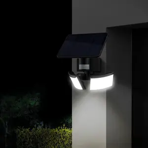 Black Solar-powered Cold white Integrated LED Floodlight 800lm