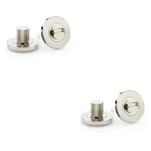 2 PACK - Modern Knurled Thumbturn & Release Lock - Polished Nickel - Bathroom Door WC