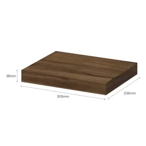 GoodHome Cusko Walnut effect Rectangular Floating shelf (L)30cm x (D)23.5cm