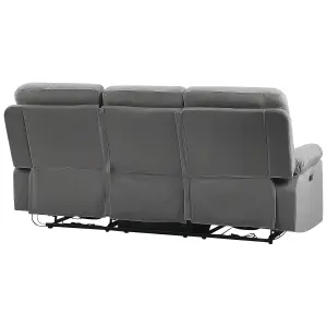 3 Seater Velvet LED Electric Recliner Sofa with USB Port Grey BERGEN