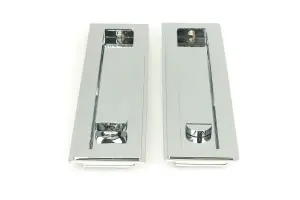 From The Anvil Polished Chrome 250mm Art Deco Rectangular Pull -Privacy Set