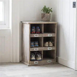 Garden Trading Chedworth Wooden Shoe Locker Rack Hallway Storage Unit 6 Pairs