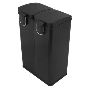 60L Dual Compartment Pedal Bin In Black