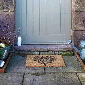 Leopard Print Heart Doormat - Regular 60x40cm