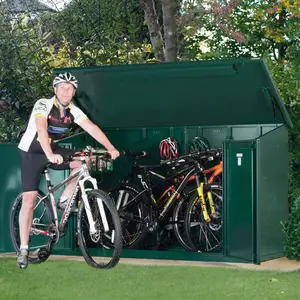 Access 8 ft. W x 3 ft. D Pent Metal Bike Shed Green