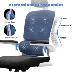 Ergonomic Office Chair,Swivel Computer Chair with Rocking Function and Flip-up Armrests,Black&White