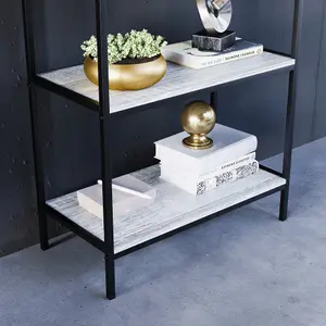 Vida Designs Brooklyn Grey 5 Tier Bookcase Industrial Freestanding Shelving Unit (H)1440mm (W)600mm (D)300mm